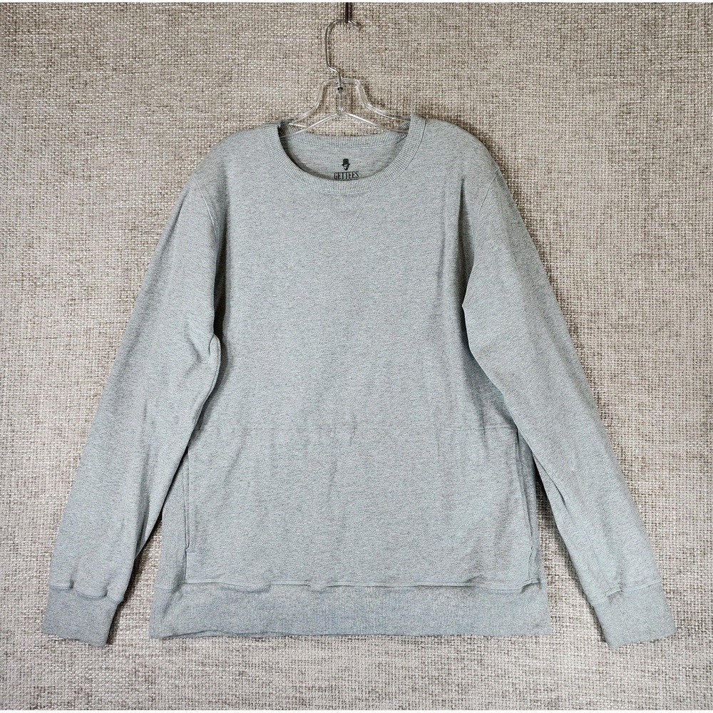 Gettees Crewneck Sweatshirt Mens L Gray Supima Cotton Pockets USA Made‎ EUC